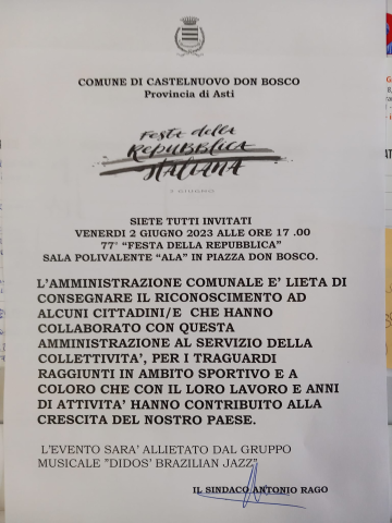 Castelnuovo Don Bosco | 77° "Festa della Repubblica"