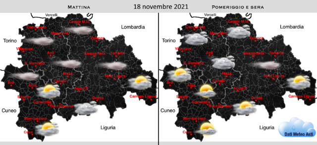 Meteo 18/11/2021: nebbie a bassa quota e un po’ di sole sulle Langhe