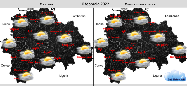 Meteo 10/02/2022: giornata nuvolosa e mite specie di notte