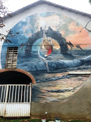 Inaugurato a Castellero il murale di Vesod simbolo di rinascita