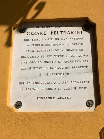 Lapide commemorativa a Cesare Beltramini