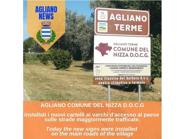 Agliano Terme si fa bello: nuovi cartelli ai varchi d'accesso del paese