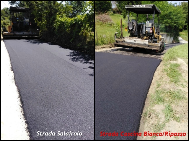 Proseguono i lavori di asfaltatura delle strade a Revigliasco d'Asti